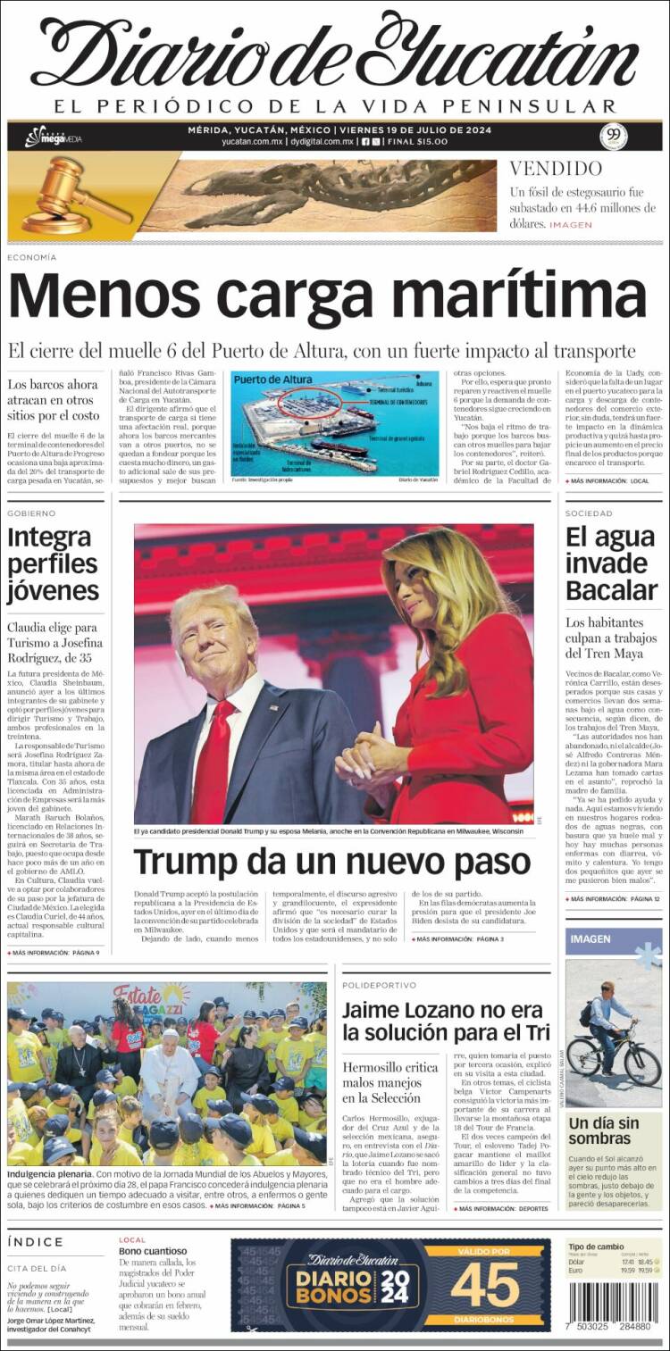 Portada de Diario de Yucatán (M&eacute;xico)