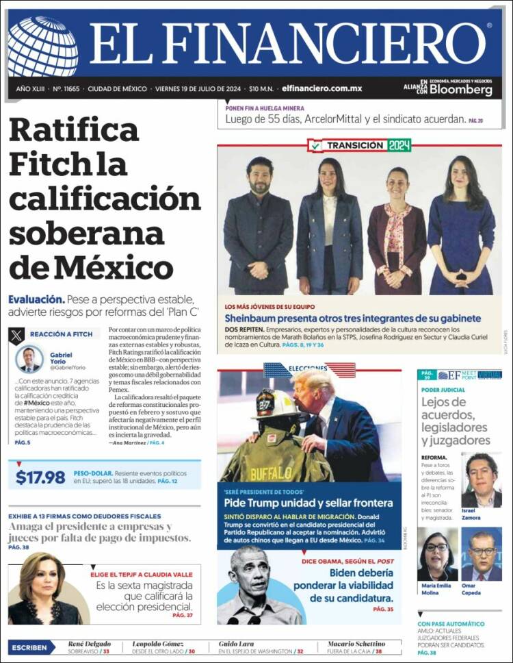 Portada de El Financiero (M&eacute;xico)