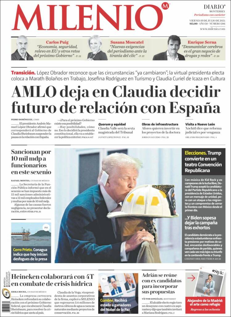 Portada de Milenio de Monterrey (M&eacute;xico)