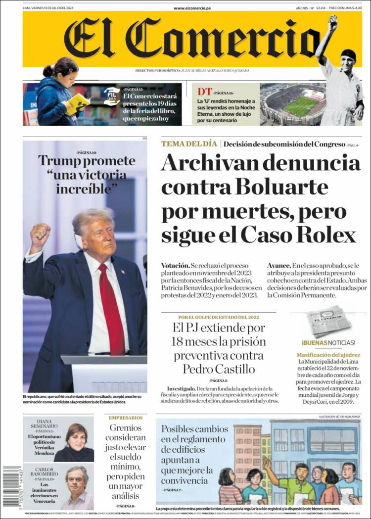 Portada de El Comercio (Per&uacute;)