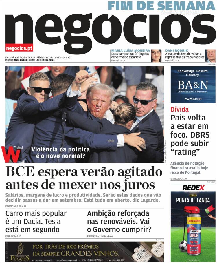 Portada de Jornal de Negócios (Portugal)