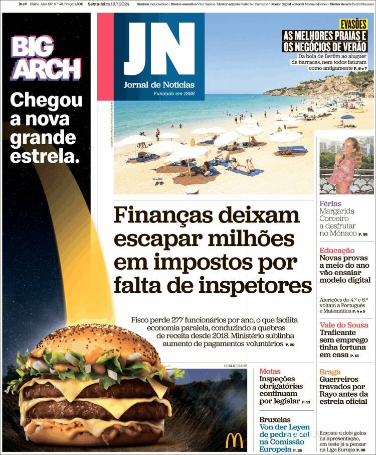 Portada de Jornal de Notícias (Portugal)