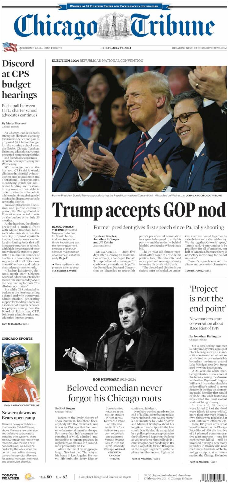 Portada de Chicago Tribune (USA)