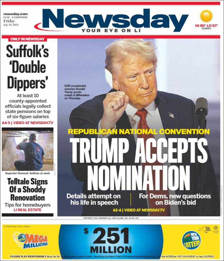 Portada de Newsday (USA)