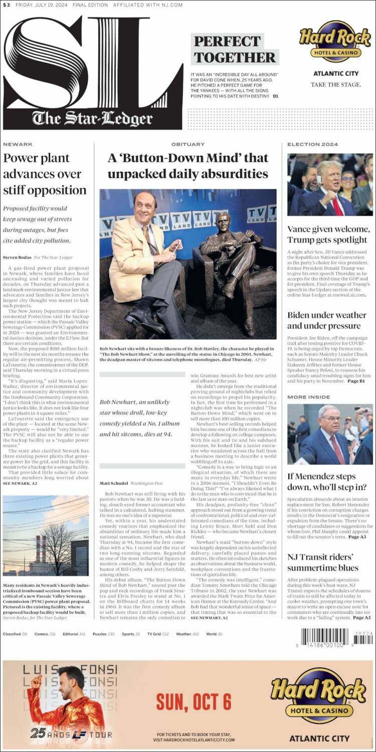 Portada de Star-Ledger (USA)