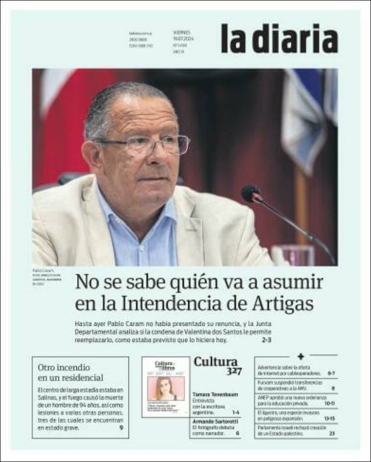 Portada de La Diaria (Uruguay)
