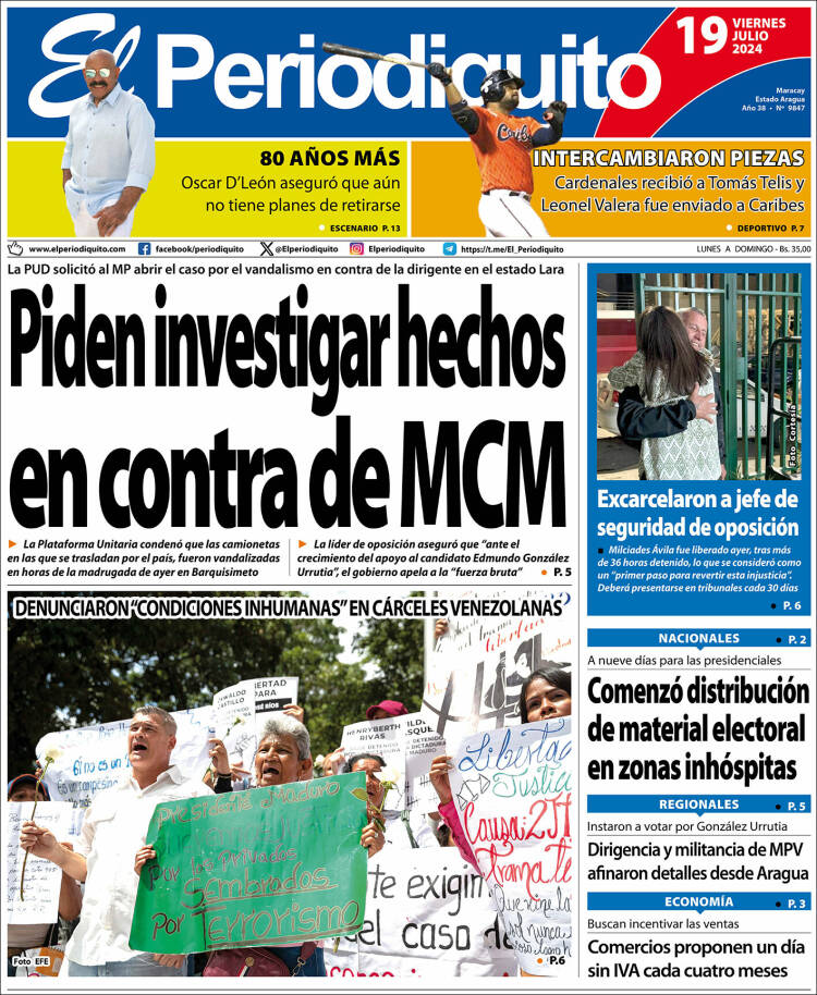 Portada de Periodiquito de Aragua (Venezuela)