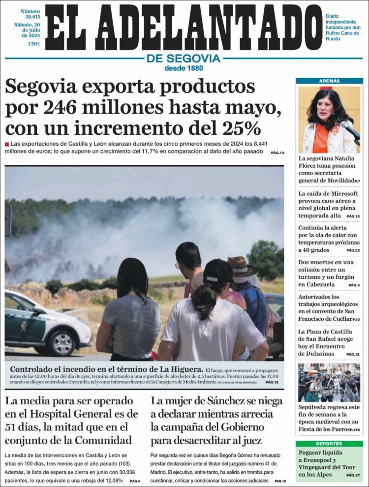 Portada de El Adelantado de Segovia (España)