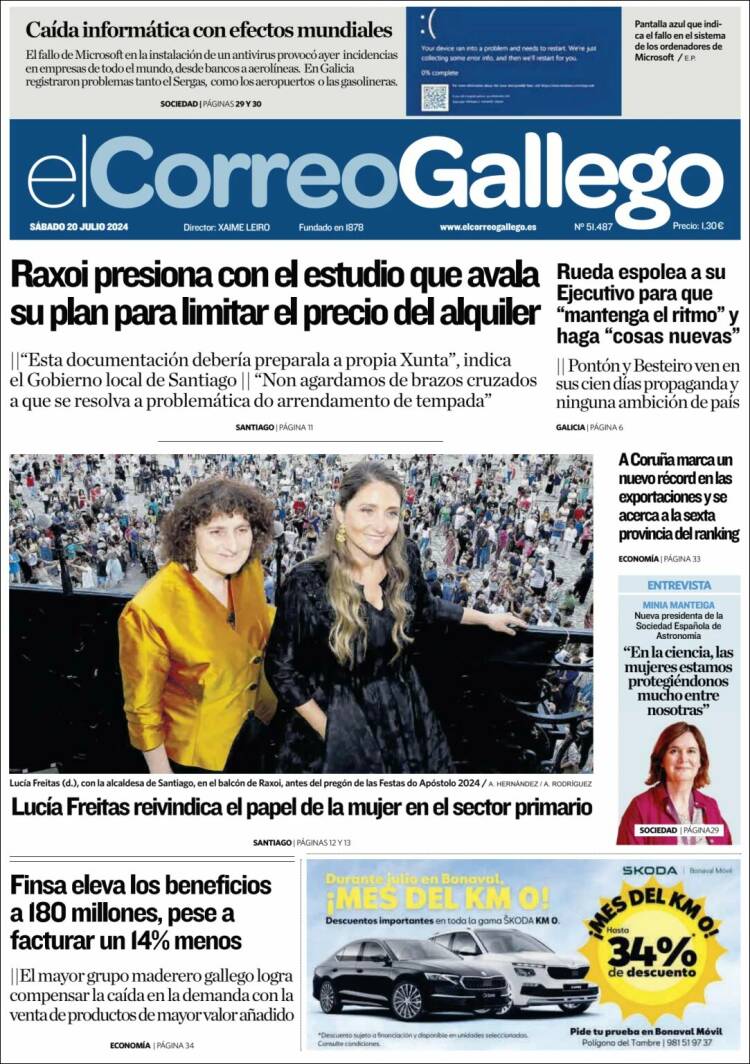 Portada de El Correo Gallego (España)