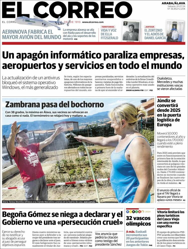 Portada de El Correo - Álava (España)