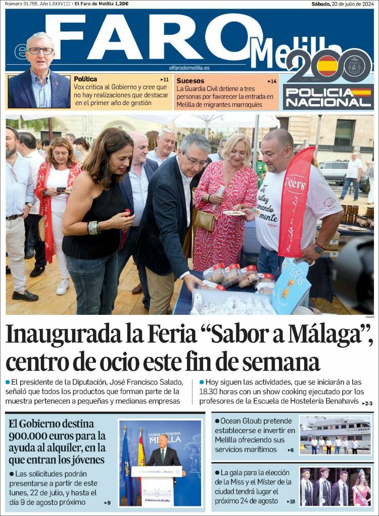 Portada de El Faro de Melilla (España)