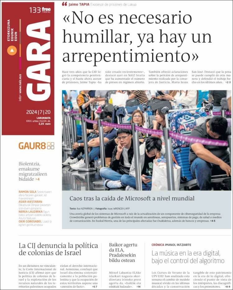Portada de Gara (España)