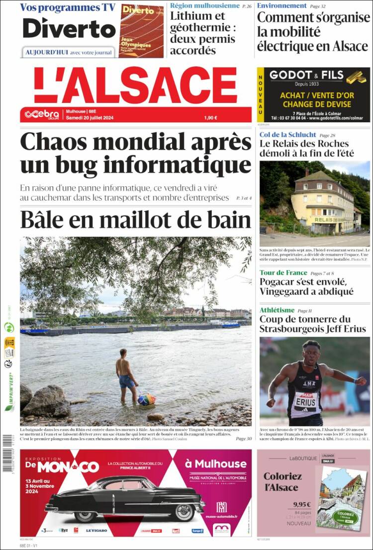 Portada de Journal L'Alsace (Francia)