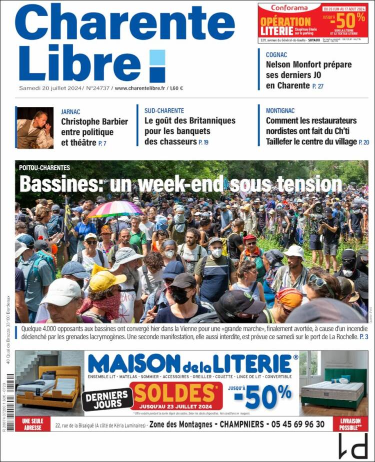 Portada de Charente Libre (Francia)