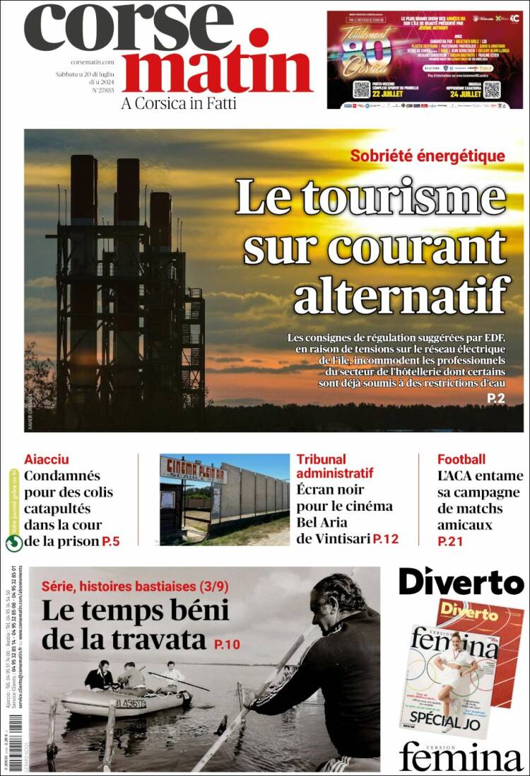 Portada de Corse-Matin (Francia)