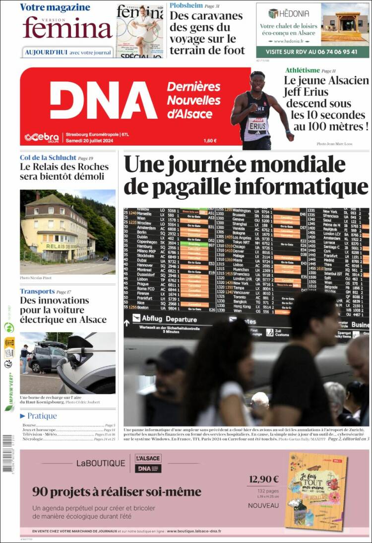 Portada de Les Dernières Nouvelles d'Alsace (Francia)