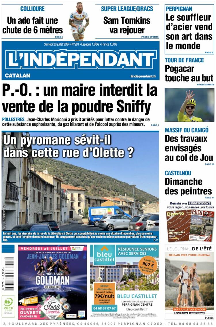 Portada de Le Indépendant (Francia)