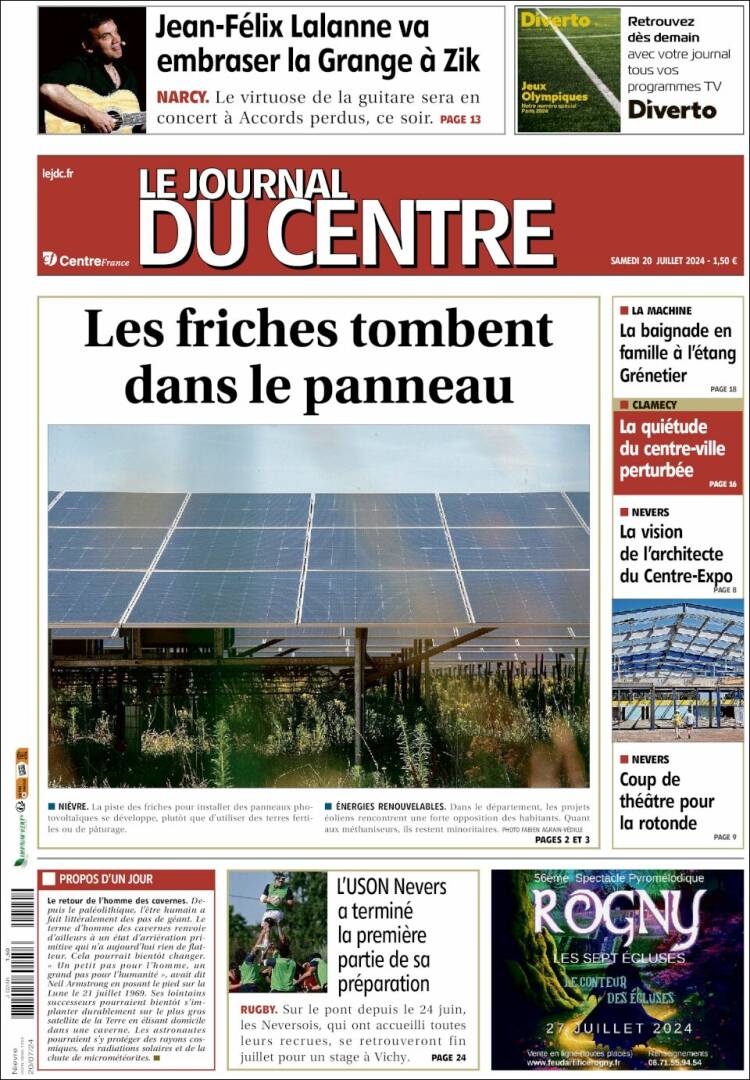 Portada de Le Journal du Centre (Francia)