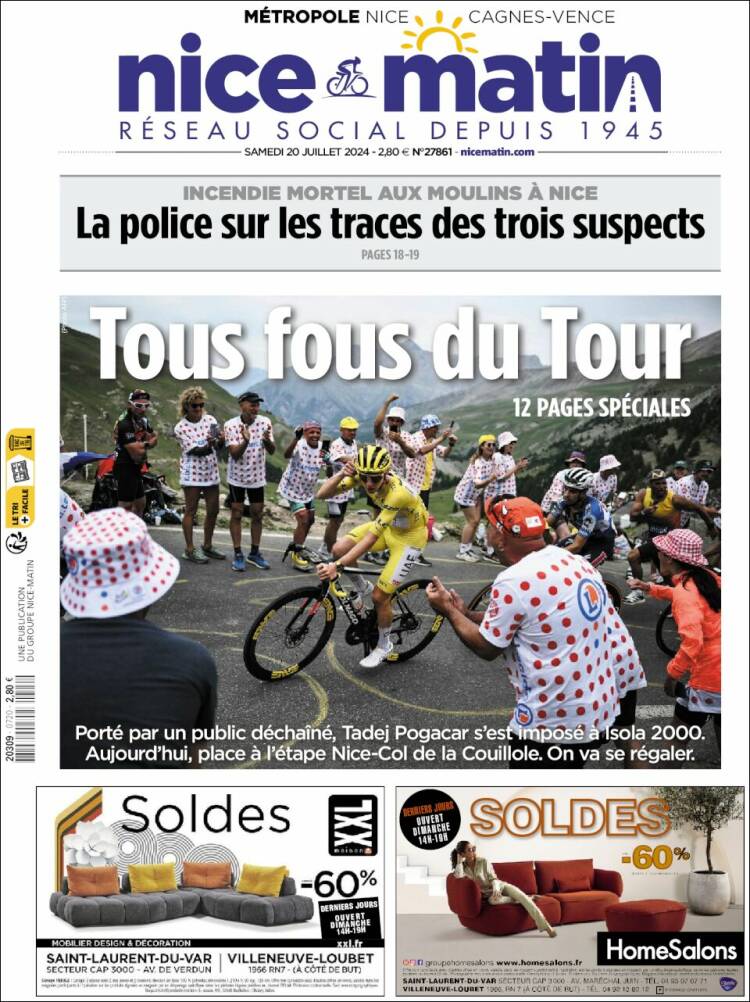 Portada de Nice-Matin (Francia)