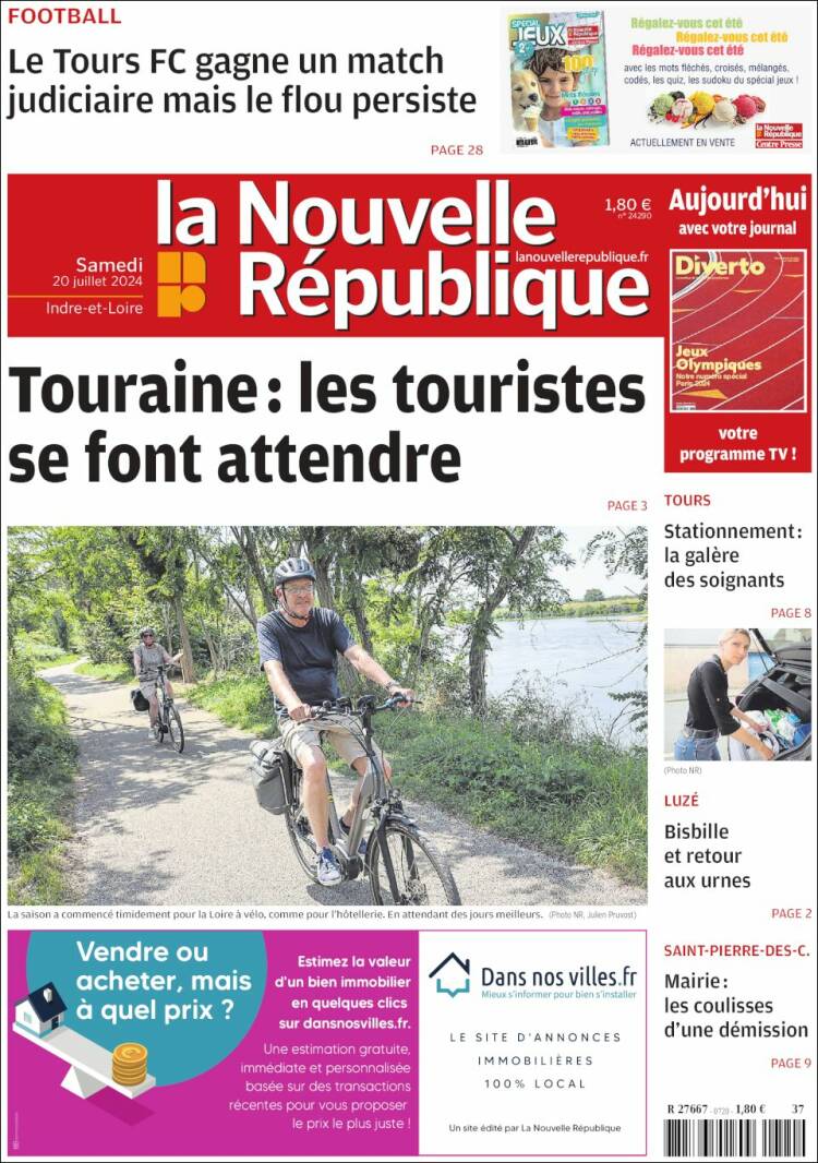 Portada de La Nouvelle Republique (Francia)