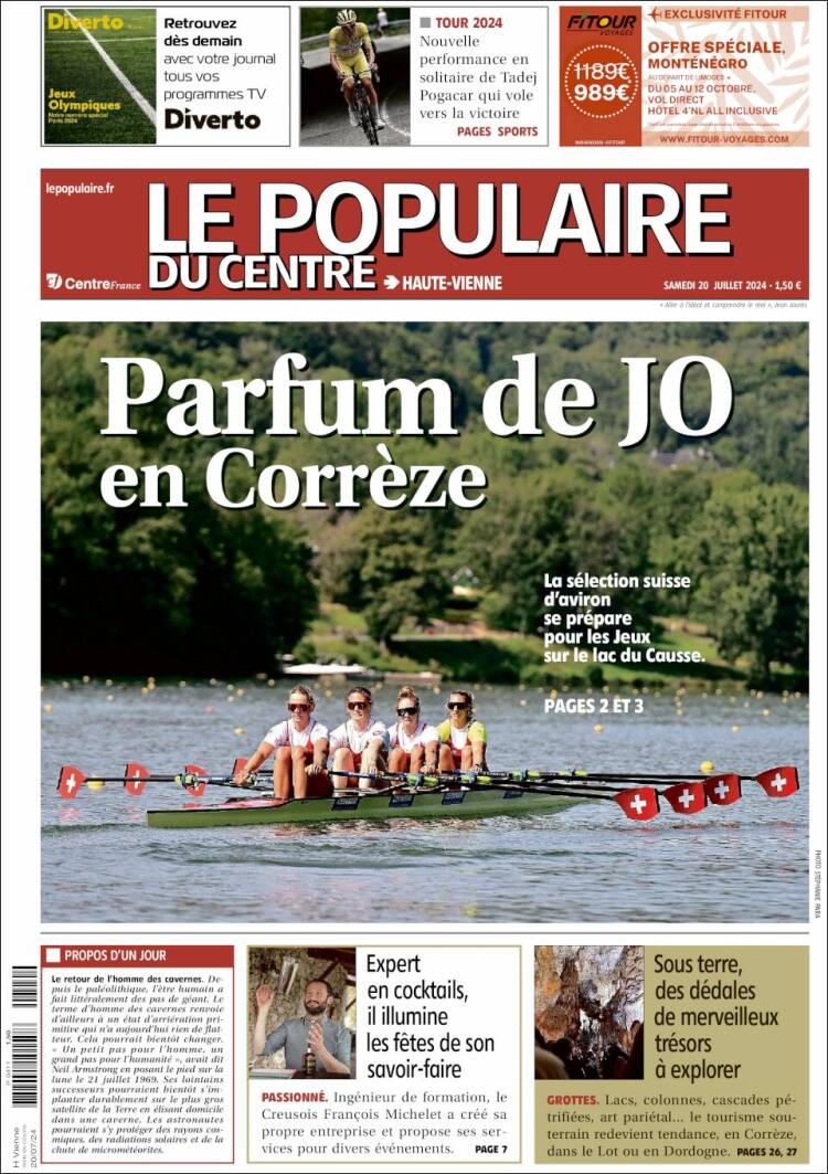 Journal Le Populaire du Centre (France). Les Unes des journaux de