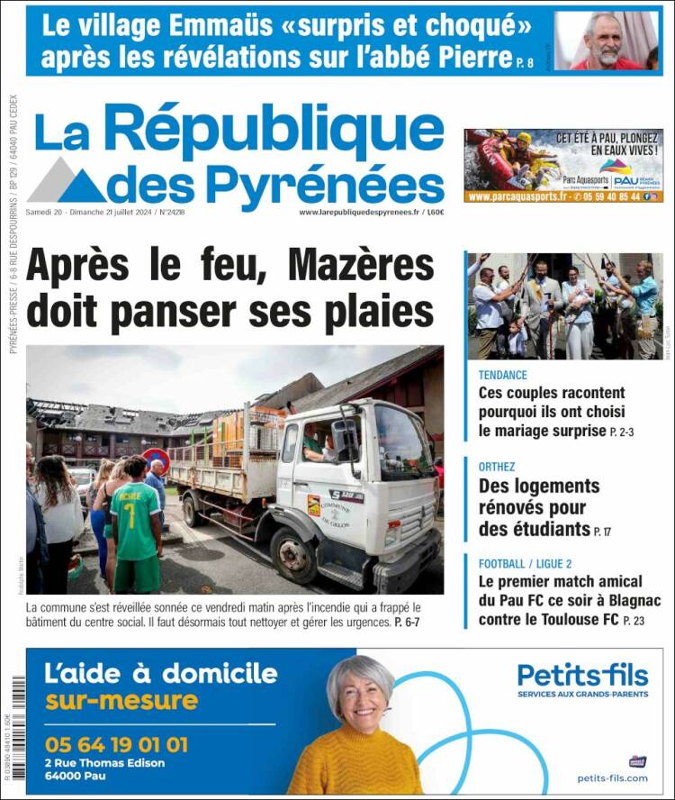 Portada de La République des Pyrénées (Francia)