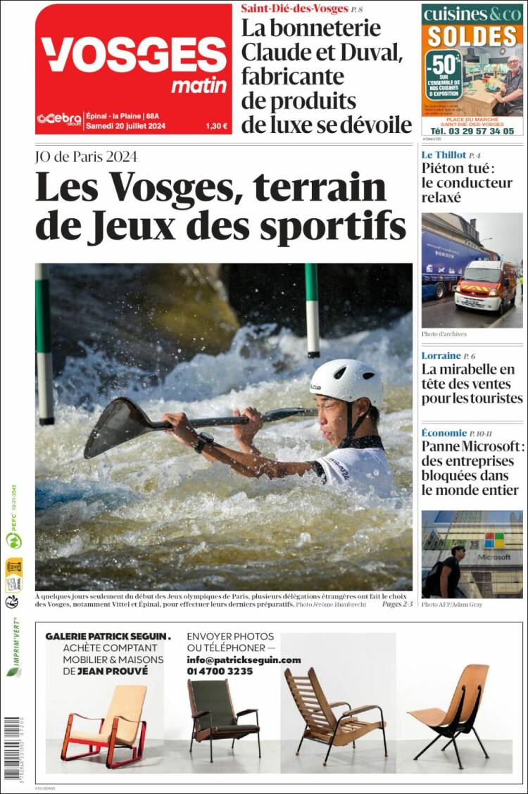 Portada de Vosges Matin (Francia)