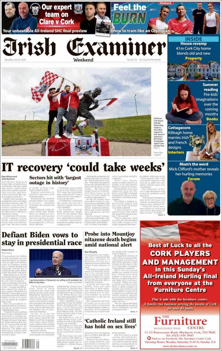 Portada de Irish Examiner (Irlanda)