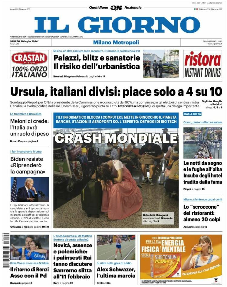 Portada de Il Giorno (Italia)
