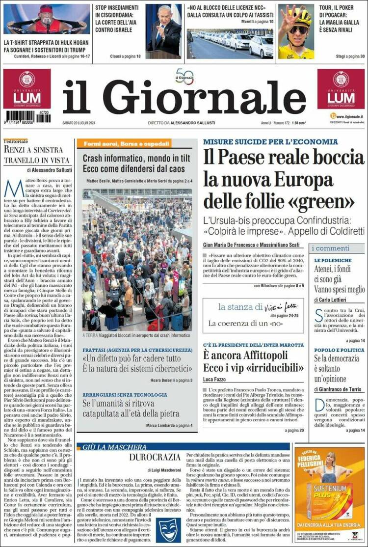 Portada de il Giornale (Italia)