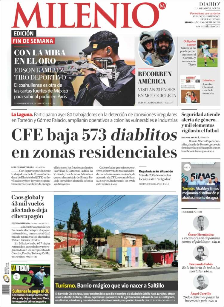 Portada de Milenio - Laguna (M&eacute;xico)