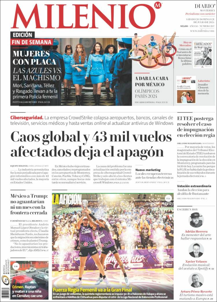 Portada de Milenio de Monterrey (M&eacute;xico)