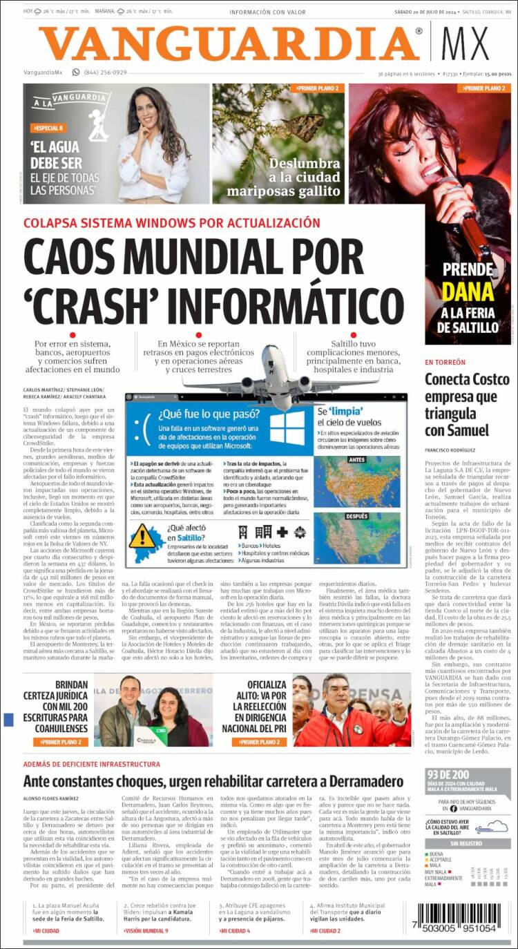 Portada de Vanguardia (M&eacute;xico)