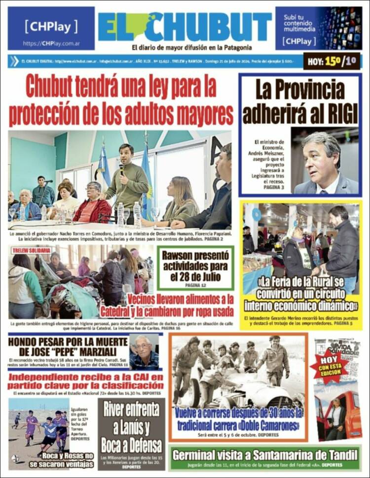 Portada de El Chubut (Argentina)
