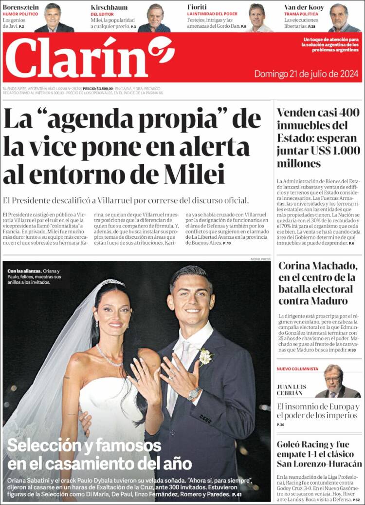 Portada de Clarín (Argentina)