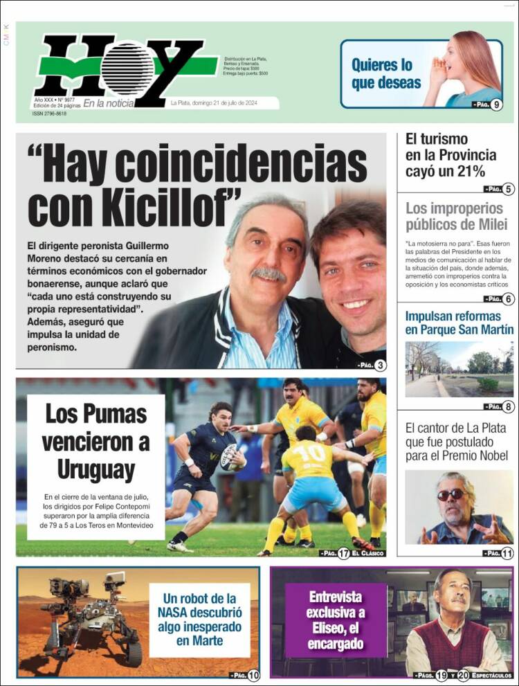 Portada de Diario Hoy (Argentina)