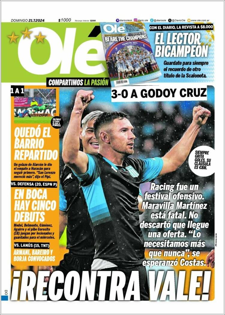 Portada de Olé (Argentina)