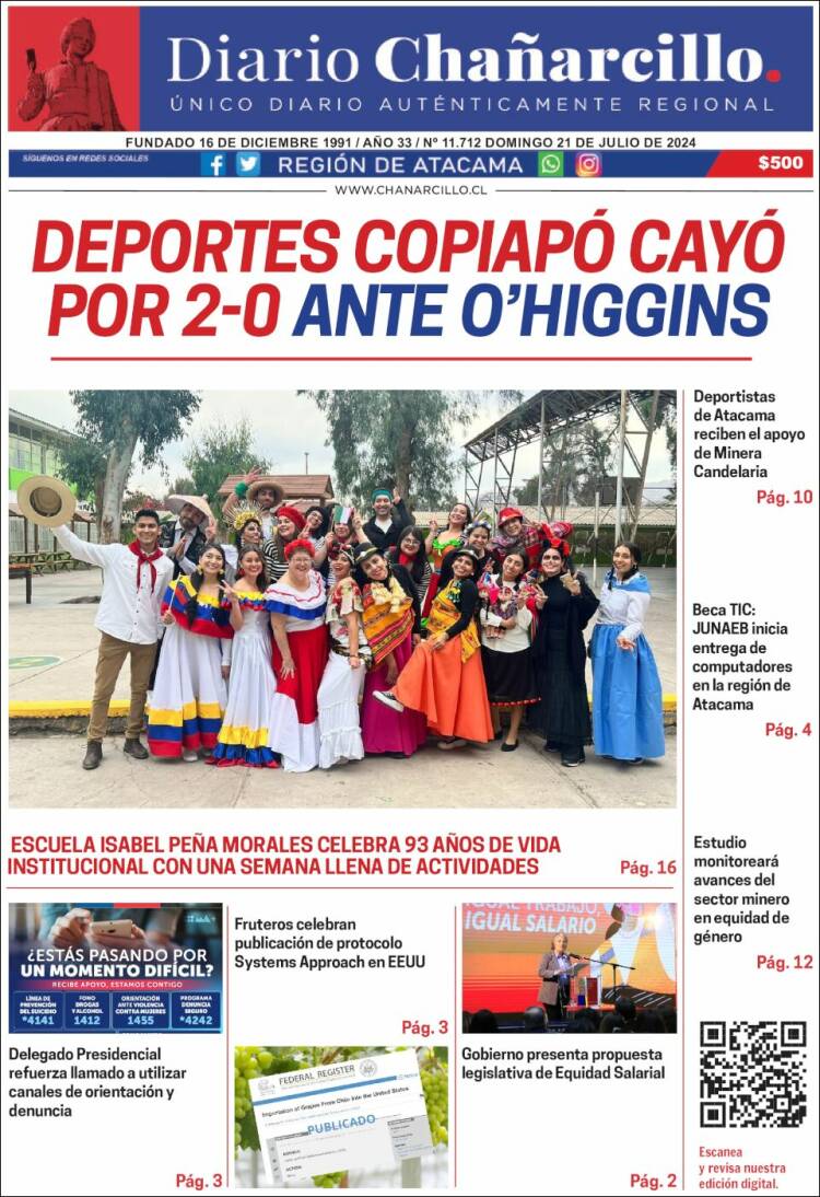 Portada de Diario Chañarcillo (Chile)