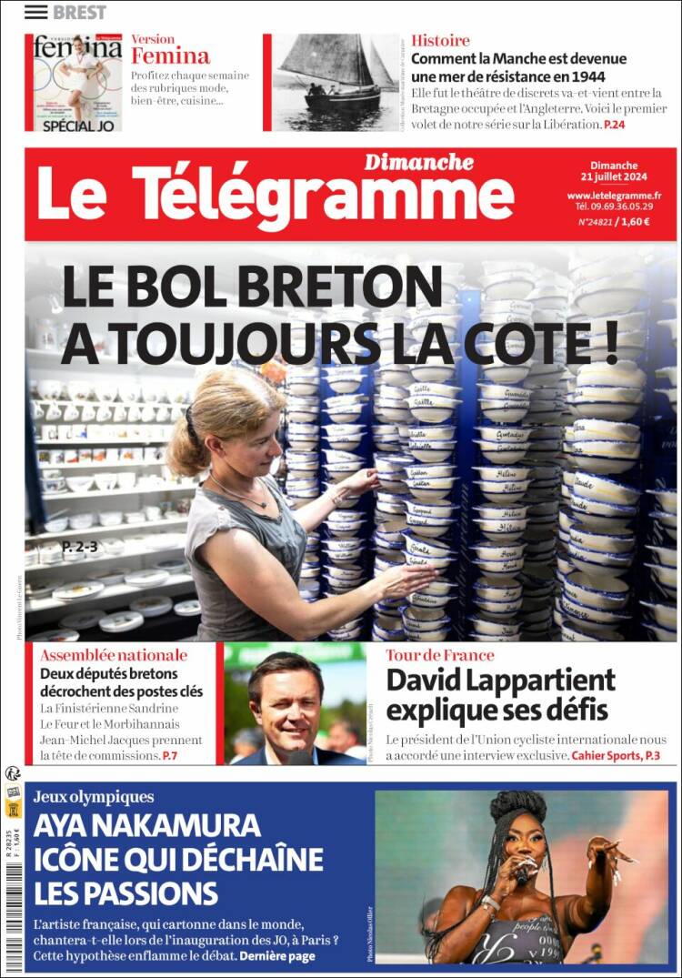 Portada de Télégramme (Francia)