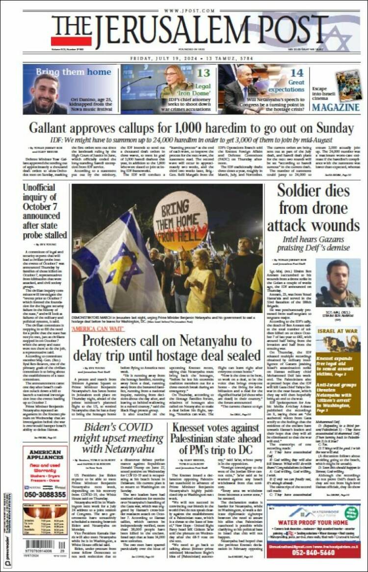 Periódico The Jerusalem Post (Israel). Periódicos de Israel. Edición de ...