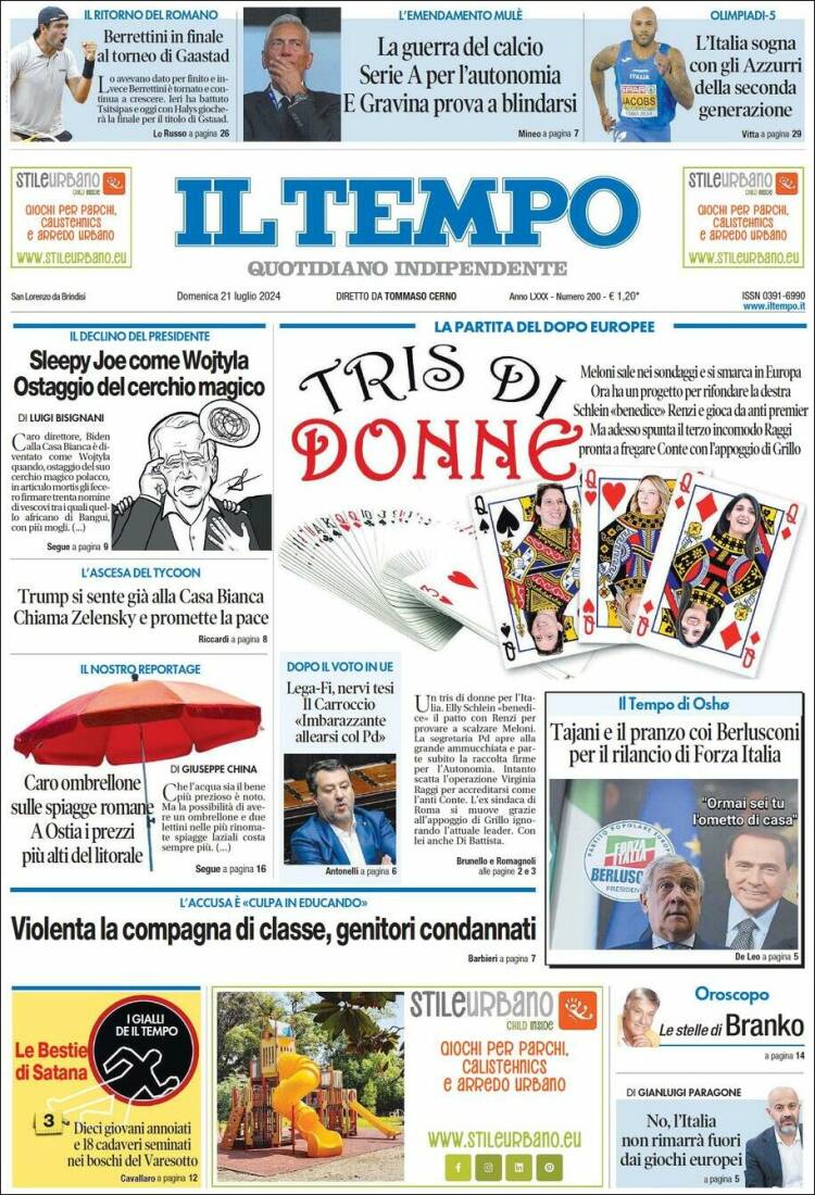 Portada de Il Tempo (Italia)