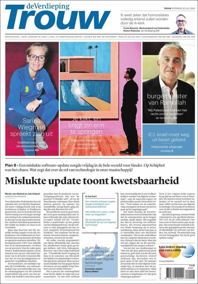 Portada de Trouw (Pa&iacute;ses Bajos)