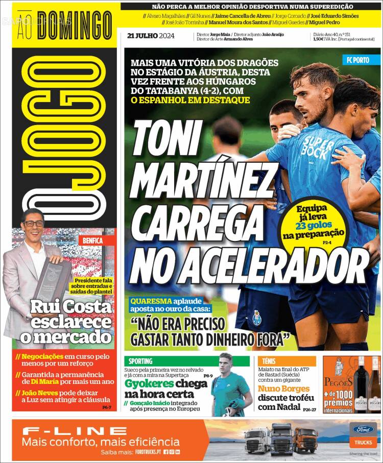 Portada de O Jogo (Portugal)
