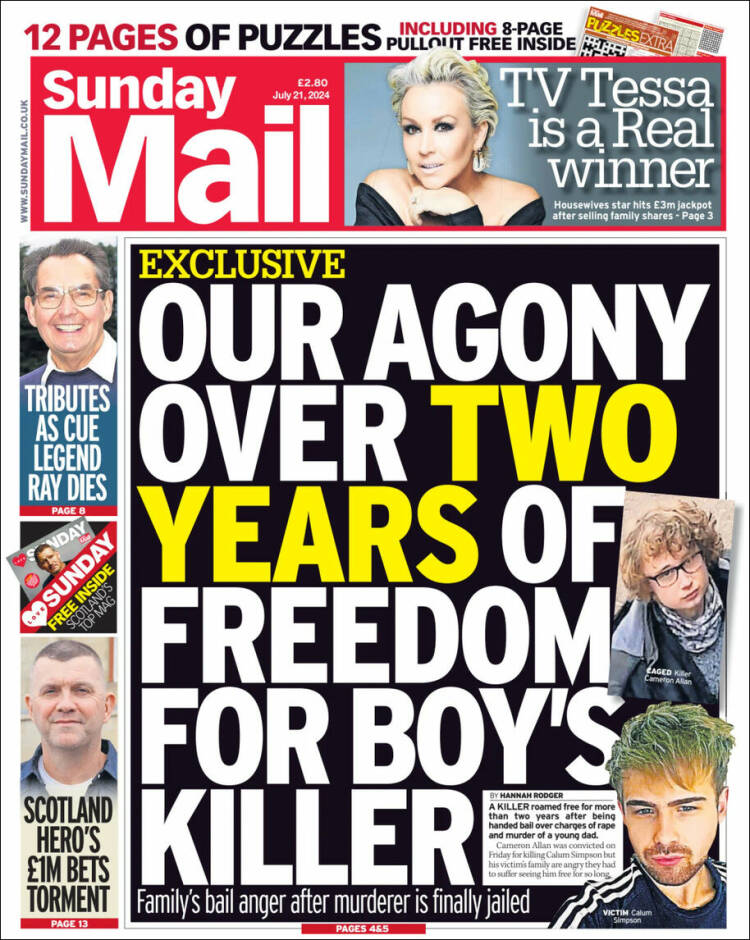 Portada de Daily Record (Reino Unido)