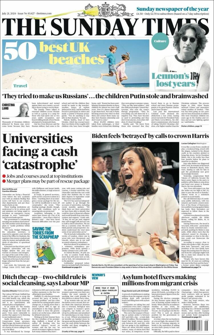 Portada de The Times (Reino Unido)