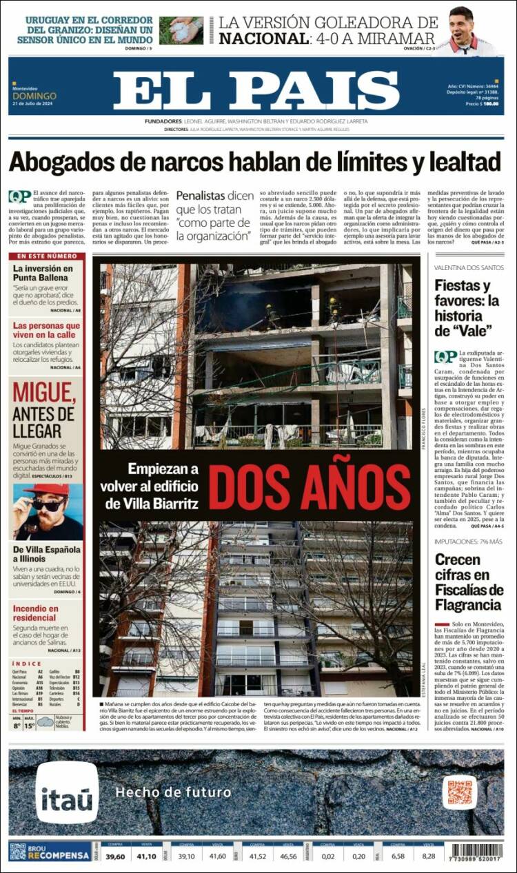 Portada de El País (Uruguay)