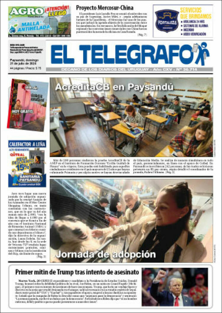 Portada de El Telégrafo (Uruguay)