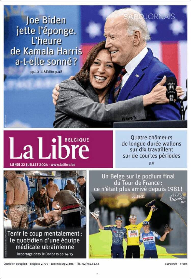 Portada de La Libre.be (B&eacute;lgica)