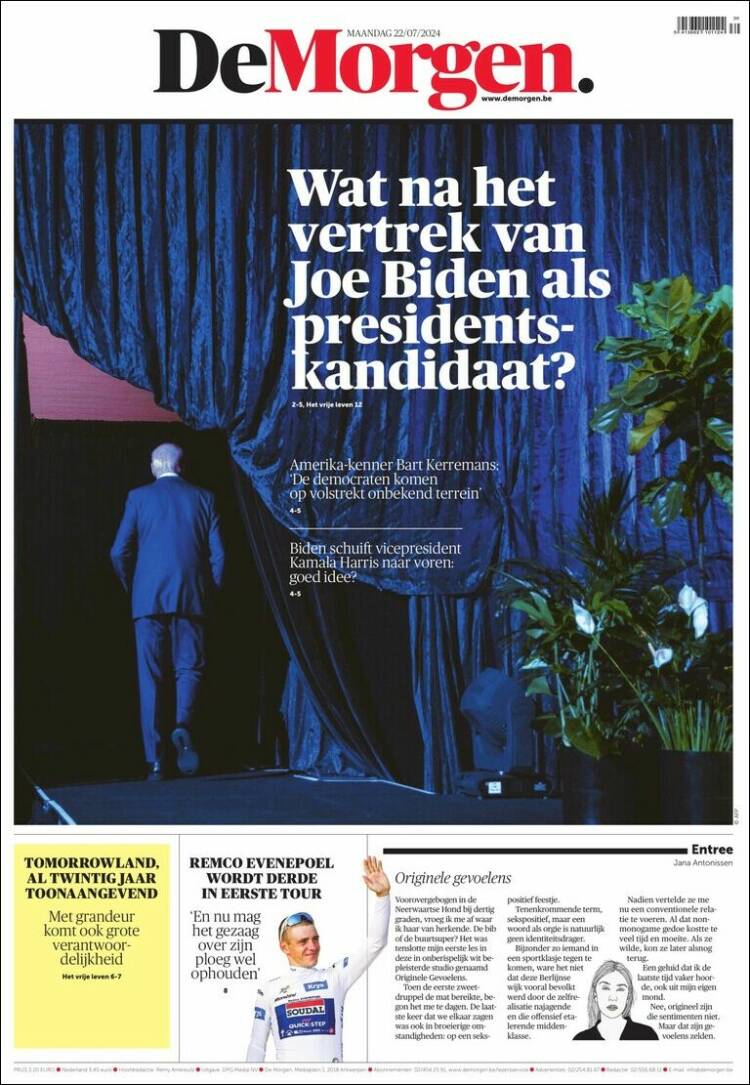 Portada de De Morgen (B&eacute;lgica)