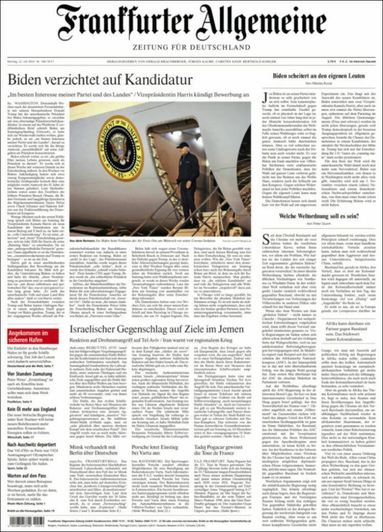 Portada de Frankfurter Allgemeine (Alemania)